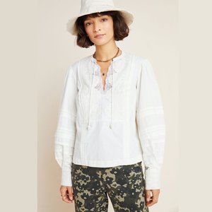 NWT Anthropologie Delilah Creamy White Pleated Lace Peasant Blouse 2